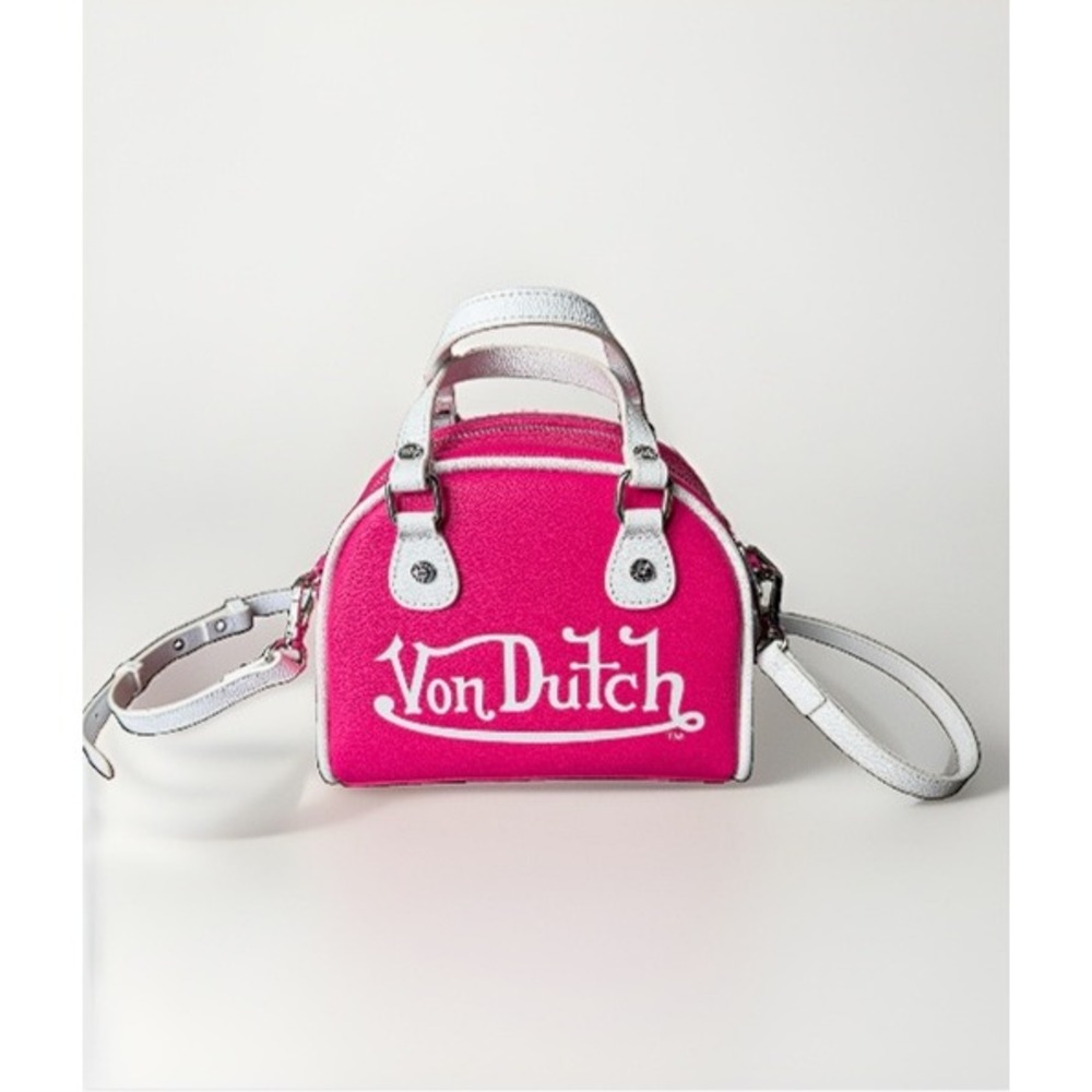 Von Dutch Pink White Mini Bowling Bag Crossbody Flying Eyeball Y2K‎ NWT